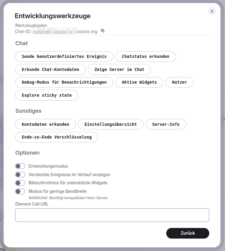 Entwicklerwerkzeuge in Element