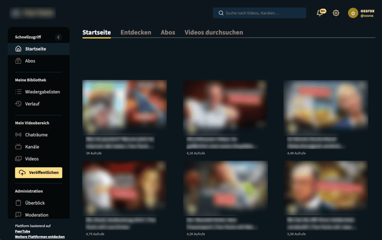 PeerTube - home page
